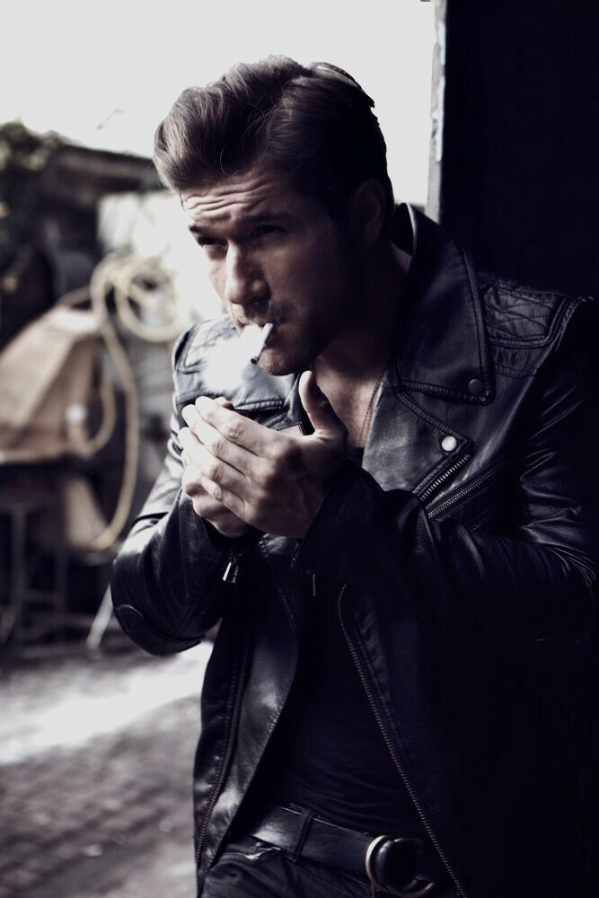Black leather motorcycle smoke — 54